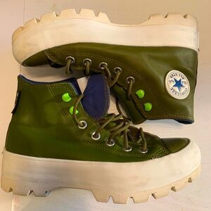 Army green high top Converse